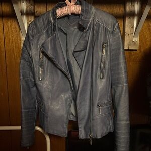 Jou Jou Women's Leather Jacket - Blue